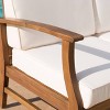 Perla 7pc Acacia Wood Sofa & Club Chair Set - Teak/Cream - Christopher Knight Home: Water-Resistant Outdoor Seating with Cushions - 3 of 4