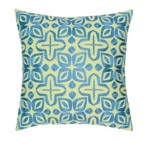 Beauty Embroidered Decorative Pillow Blue/Sunshine - Rochelle Porter - 1 of 4