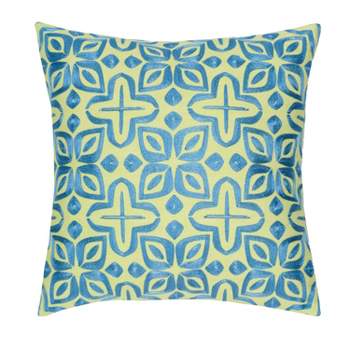 Beauty Embroidered Decorative Pillow Blue/Sunshine - Rochelle Porter