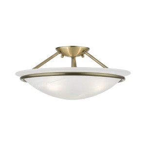 Livex Lighting Newburgh 3 - Light Semi-Flush Mount in  Antique Brass - 1 of 4