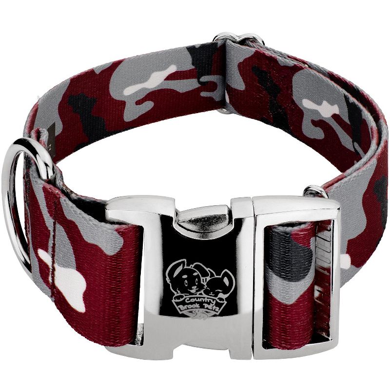 Country Brook Petz 1 1/2 Inch Premium Crimson and White Camo Dog Collar, 1 of 6