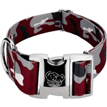 Country Brook Petz 1 1/2 Inch Premium Crimson and White Camo Dog Collar