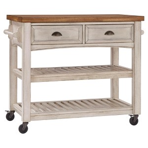 South Hill Wood Top Kitchen Cart - Antique White - Inspire Q