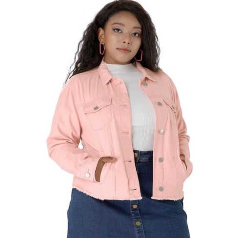 PLUS SIZE 3X PINK & deals DENIM FLY JACKET TOP