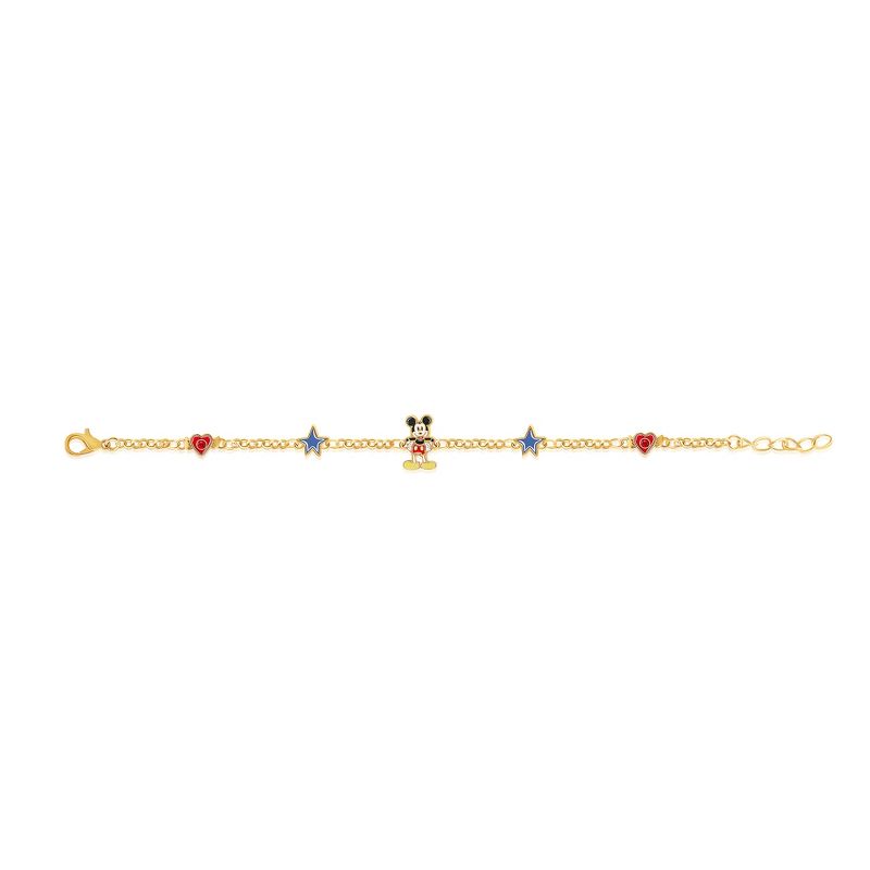 Disney Womens Mickey Mouse Bracelet with Station Pendants 6.5" + 1" - Gold Plated Mickey Bracelet Officially Licensed, 3 of 5