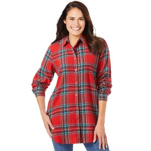 Woman Within Plus Size Classic Flannel Shirt - 1 of 4