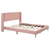 Queen Size Corduroy Upholstered Platform Bed with Tufted Headboard and Metal Legs, No Box Spring Needed - 4 of 4