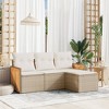 vidaXL 4 Piece Patio Sofa Set with Cushions Beige and Cream Poly Rattan - Without Table - 2 of 4