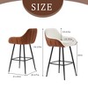 26" Seat Hight Leather Upholstered Set of  2 Counter Height Bar Stools with Backs and Metal Legs, White, 4W - ModernLuxe - 4 of 4