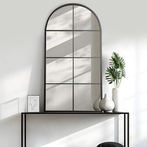 Dovelina Metal Framed Arch Top with Window Panel Decorative Wall Mirror - 1 of 4