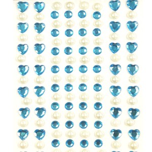 Wrapables 164 pieces Crystal Heart and Pearl Stickers Adhesive Rhinestones - 1 of 4
