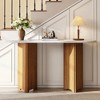 KIGFTSOD Narrow Console Table - Oval Faux Marble Top, Rustic Style with Curved Legs, Hallway & Entryway Accent Table for Living Room - 3 of 4