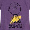 Girls' - Peanuts - Smile More Worry Less Fitted Short Sleeve Graphic T-Shirt - 2 of 4