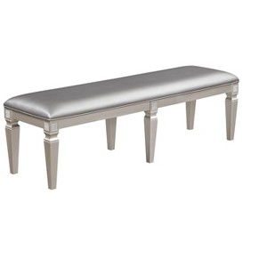 TiramisuBest 39" Velvet Upholstered Bed & Entryway Bench - Steel Legs for Multi-Room Use, Gray - 1 of 4