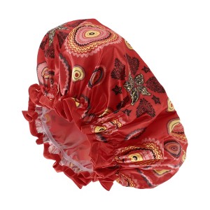 Unique Bargains Women Double Layer Sun Pattern Shower Cap Red 1 Pc - 1 of 3