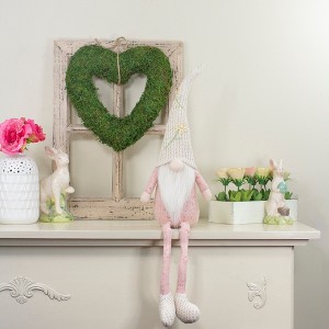 Northlight Sitting Spring Gnome Figure with Floral Knitted Hat - 29" - Pink and Cream - 1 of 4