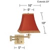 Barnes and Ivy Alta Vintage Swing Arm Wall Lamp Warm Antique Brass Plug-in Light Fixture Rust Orange Square Shade for Bedroom Bedside Living Room Home - 4 of 4
