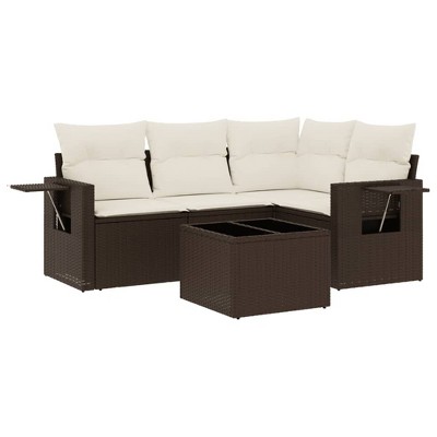 vidaXL Garden Sofa Set Brown, Cream