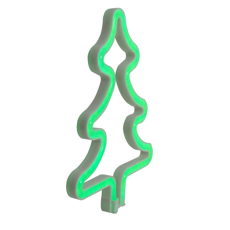 Northlight 9.5" Green Christmas Tree LED Neon Style Window Silhouette, 3 of 5