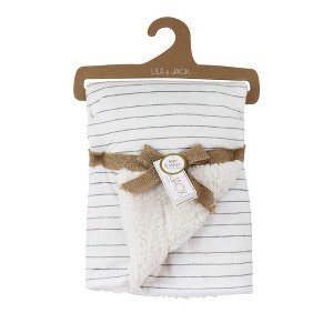 Lila and Jack Mink/Faux Shearling Blanket with Gray Stripe Design - 1 of 4