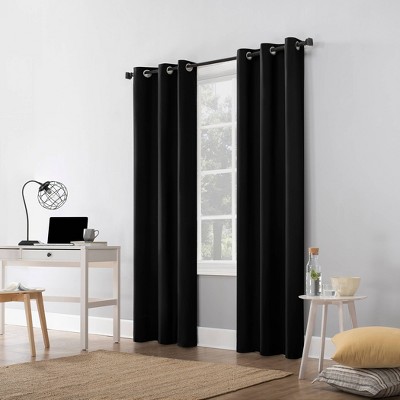 Black Thermal Blackout Grommet Curtain Panel