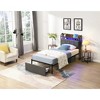 ALEXOUN Platform Bed with 2 Tier Storage Headboard & Storage Basket at the End of Bed,No Box Spring Needed,(Only Includes Bed Frame) - 4 of 4