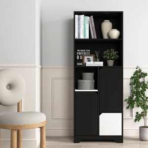 CAVINAS Bookcases for Living Room Storage Bookcase Bookcase with Adjustable Board and Tempered Glass Door - 1 of 4