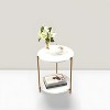 Kings Brand Furniture - Side End Table with Faux Marble Storage Shelves & Gold Metal Frame, Nightstand for Bedroom, Living Room, or Modern Accent Table - 3 of 4