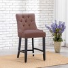 WestinTrends 24" Linen Fabric Tufted Buttons Upholstered Wingback Counter Stool - 2 of 4