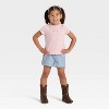Toddler Girls' Floral Embroidered Woven Shorts - Cat & Jack™ Blue - 3 of 4