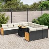 vidaXL 11 Piece Patio Sofa Set with Cushions - Black and Cream - 2 of 4