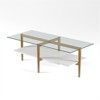 Mid-Century Brass Metal Rectangle Coffee Table and White Lacquer Shelf - Henn&Hart - 3 of 4