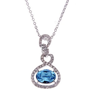 Anna-Kaci Silvery Tone Blue Crystal Rhinestone Necklace - 1 of 4