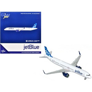 Airbus A321neo Commercial Aircraft "JetBlue Airways" (N2180J) White with Blue Tail 1/400 Diecast Model by GeminiJets - 1 of 3