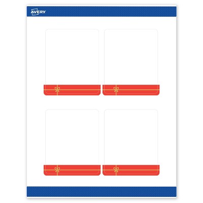 Avery Labels, 4" x 3-1/3", Gold-Red Gift, Matte, 40ct