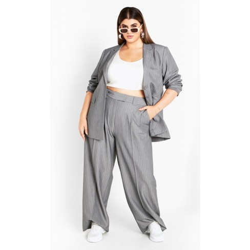 City Chic  Women's Plus Size Jazmin Pinstripe Pant - Silver - 12 Plus :  Target