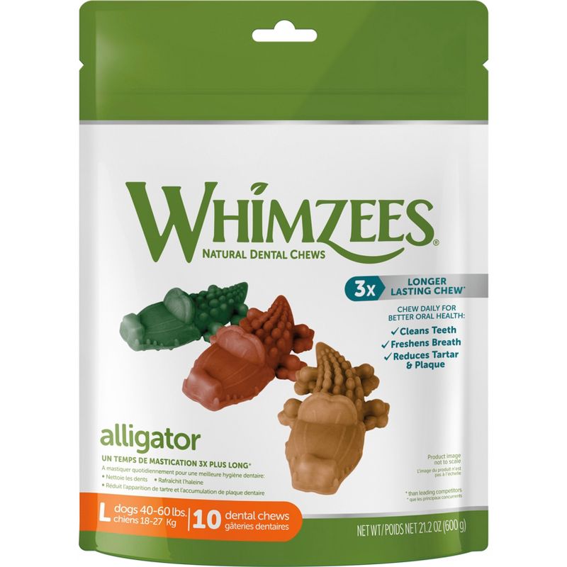 WHIMZEES by Wellness Gator Value Bag Large Dental Vegetable Dog Treats - 21.2oz, 1 of 7