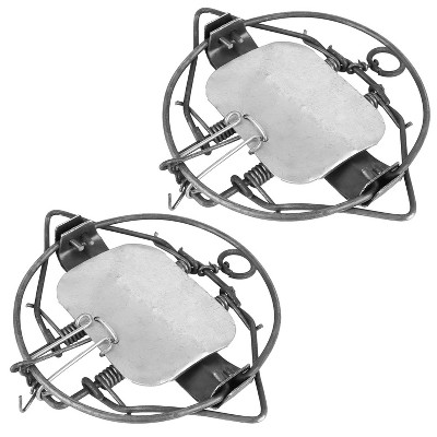 iMountek"2Pcs 7In Animal Snap Trap, Durable Iron Spring Traps for Fox, Raccoon, Rabbit, Skunk, Reusable"Silver