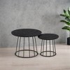 Round Coffee Tables, Set of 2, Modern Circle Side Tables with Steel Frame, for Living Room, Bedroom - 3 of 4