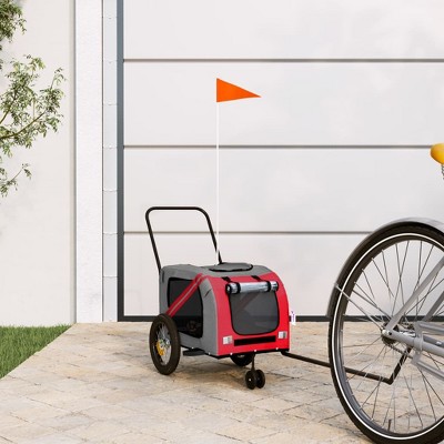 vidaXL Pet Bike Trailer Red and Black Oxford Fabric and Iron 48" x 20.5" x 20.9"
