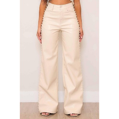 Women's Vegan Leather Wide With Pearl - Vibrant M.I.U