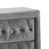 Royal Hampton Nightstand, 26 Inch, 2 Drawers, Button Tufted Gray Fabric - 3 of 4