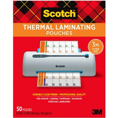 Scotch Thermal Laminating Pouch, 9 x 11-1/2 Inches, 3 mil Thick, Pack of 50