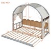 Twin Size Canopy Platform Bed with Arched Roof and Trundle, Extended Bed with Tent and Light Strip, Wooden Bed with Whiteboard-Baofuwish - 4 of 4