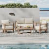 4 Piece Modern Acacia Wood Patio Sofa Set,Outdoor Patio Furniture Conversation Sets with Cushion,Garden Lounge Set for Backyard,Porch-Coolbibila - 2 of 4