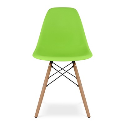 HomeRoots Green And Natural Heavy Duty Plastic And Wood Dining Side Chair