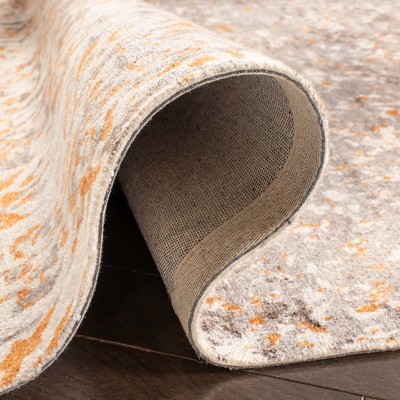Handmade Ivory/Rust Tufted Wool-Viscose Blend Rectangular Rug 4' x 6'