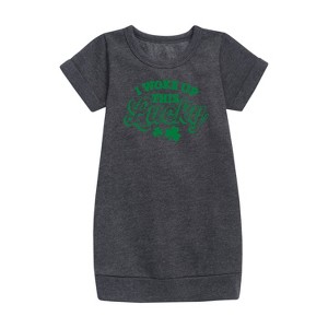 - Instant Message - St. Patrick's Day I Woke Up This Lucky Graphic Short Sleeve Fleece Dress - 1 of 3