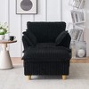 60'' Corduroy Single Sofa with Ottoman, 2 Throw Pillows and Compact Design for Small Spaces - 2 of 4