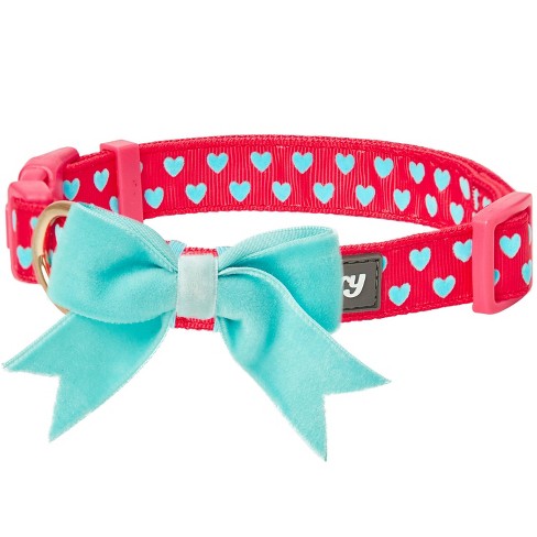 Heart Dog Bow Tie With Red Polka Dot Center